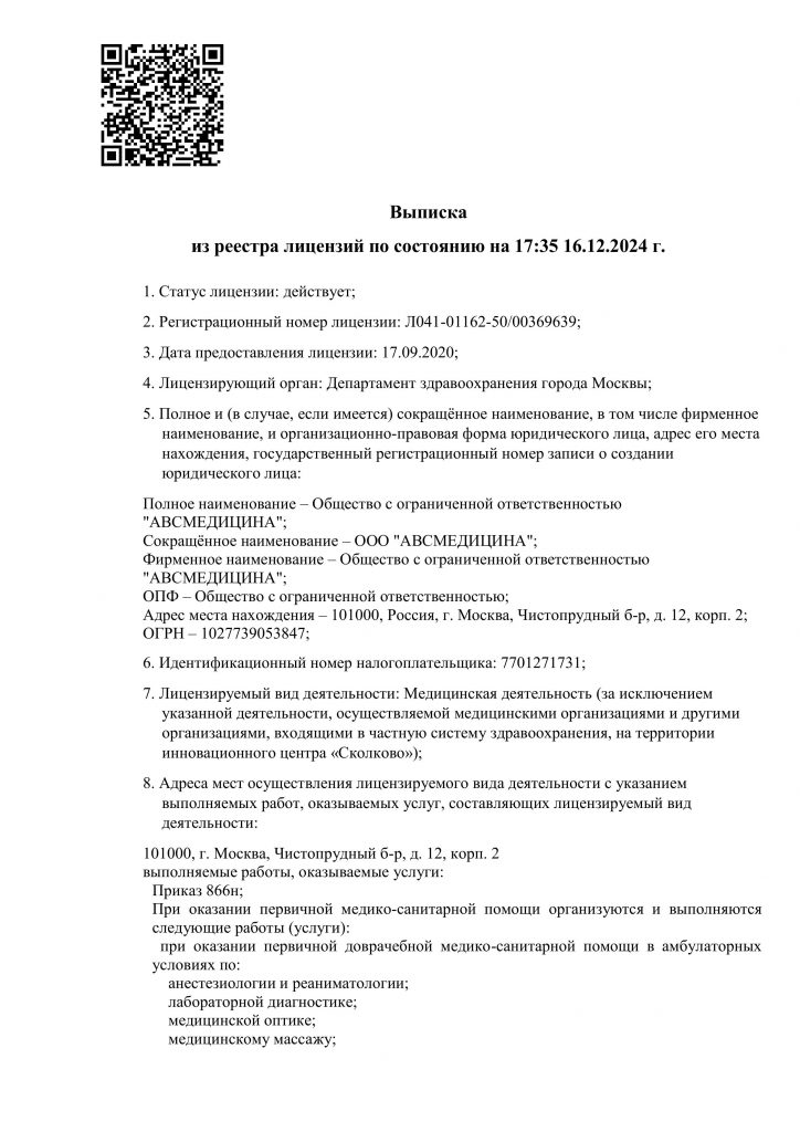 Выписка из реестра лицензий по состоянию на 16:45 07.07.2025 г.